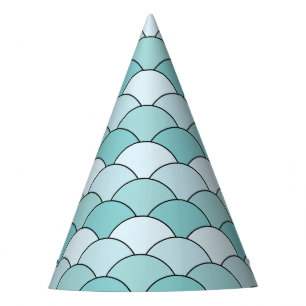 Dragon Scales, Fans, Waves, Seigaiha, Blue Party Hat
