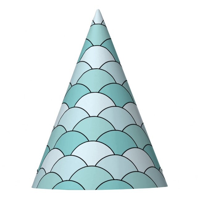 Dragon Scales, Fans, Waves, Seigaiha, Blue Party Hat (Front)