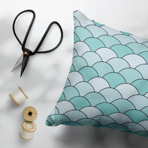 Dragon Scales, Fans, Waves, Seigaiha, Blue Pet Bed