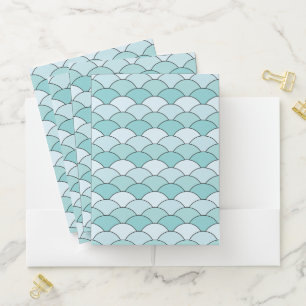 Dragon Scales, Fans, Waves, Seigaiha, Blue Pocket Folder