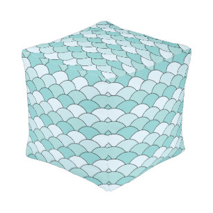 Dragon Scales, Fans, Waves, Seigaiha, Blue Pouf