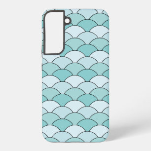 Dragon Scales, Fans, Waves, Seigaiha, Blue Samsung Galaxy S22+ Case