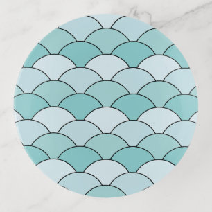 Dragon Scales, Fans, Waves, Seigaiha, Blue Trinket Tray