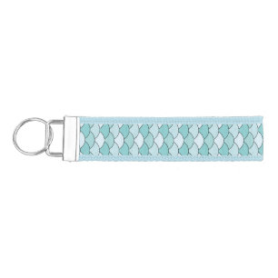 Dragon Scales, Fans, Waves, Seigaiha, Blue Wrist Keychain