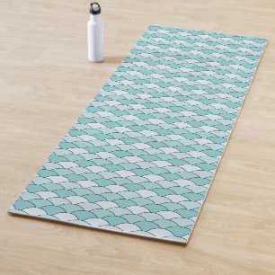 Dragon Scales, Fans, Waves, Seigaiha, Blue Yoga Mat