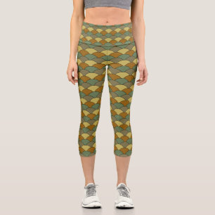 Dragon Scales, Fans, Waves, Seigaiha, Camouflage Capri Leggings
