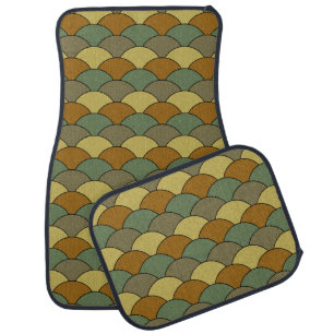 Dragon Scales, Fans, Waves, Seigaiha, Camouflage Car Floor Mat