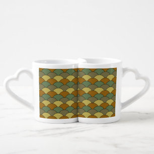 Dragon Scales, Fans, Waves, Seigaiha, Camouflage Coffee Mug Set
