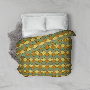 Dragon Scales, Fans, Waves, Seigaiha, Camouflage Duvet Cover