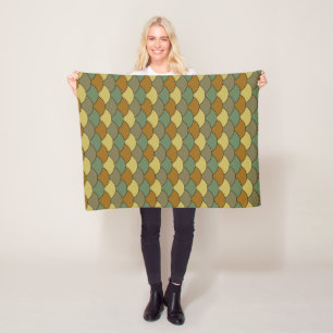 Dragon Scales, Fans, Waves, Seigaiha, Camouflage Fleece Blanket