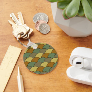 Dragon Scales, Fans, Waves, Seigaiha, Camouflage Keychain