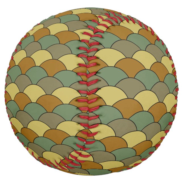 Dragon Scales, Fans, Waves, Seigaiha, Camouflage Softball (Angled)