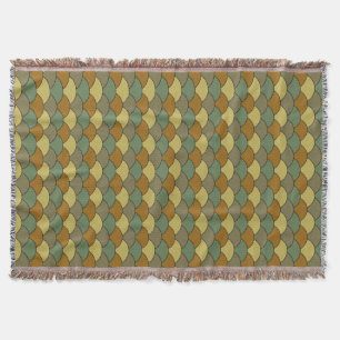 Dragon Scales, Fans, Waves, Seigaiha, Camouflage Throw Blanket