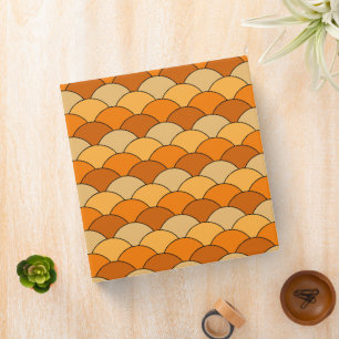 Dragon Scales, Fans, Waves, Seigaiha, Orange 3 Ring Binder