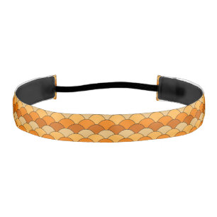 Dragon Scales, Fans, Waves, Seigaiha, Orange Athletic Headband