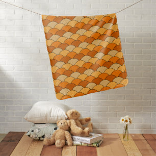 Dragon Scales, Fans, Waves, Seigaiha, Orange Baby Blanket