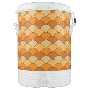 Dragon Scales, Fans, Waves, Seigaiha, Orange Beverage Cooler