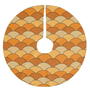 Dragon Scales, Fans, Waves, Seigaiha, Orange Brushed Polyester Tree Skirt