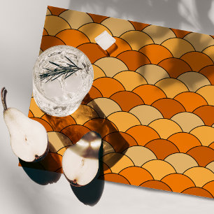 Dragon Scales, Fans, Waves, Seigaiha, Orange Cloth Placemat
