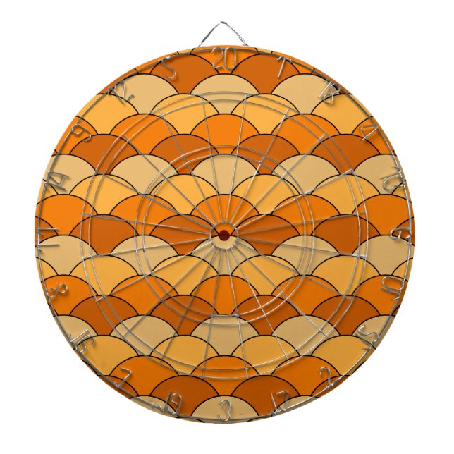 Dragon Scales, Fans, Waves, Seigaiha, Orange Dart Board (Front)
