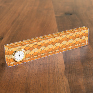 Dragon Scales, Fans, Waves, Seigaiha, Orange Desk Name Plate