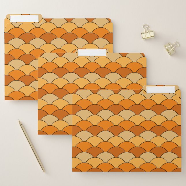 Dragon Scales, Fans, Waves, Seigaiha, Orange File Folder (Set)