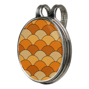 Dragon Scales, Fans, Waves, Seigaiha, Orange Golf Hat Clip