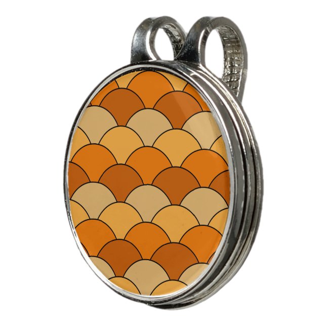 Dragon Scales, Fans, Waves, Seigaiha, Orange Golf Hat Clip (3/4)