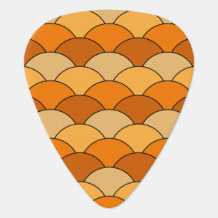 Dragon Scales, Fans, Waves, Seigaiha, Orange Guitar Pick