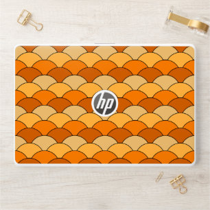 Dragon Scales, Fans, Waves, Seigaiha, Orange HP Laptop Skin