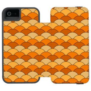 Dragon Scales, Fans, Waves, Seigaiha, Orange iPhone SE/5/5s Wallet Case