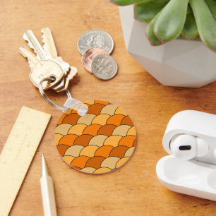 Dragon Scales, Fans, Waves, Seigaiha, Orange Keychain