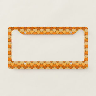 Dragon Scales, Fans, Waves, Seigaiha, Orange License Plate Frame