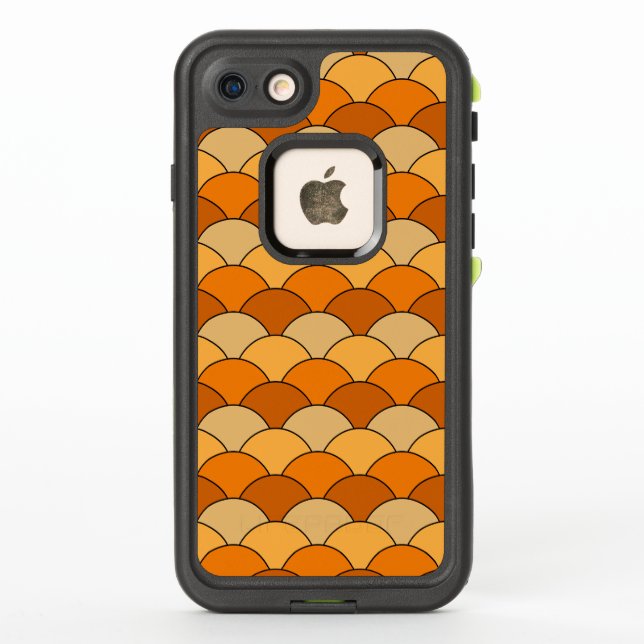 Dragon Scales, Fans, Waves, Seigaiha, Orange LifeProof iPhone Case (Back)