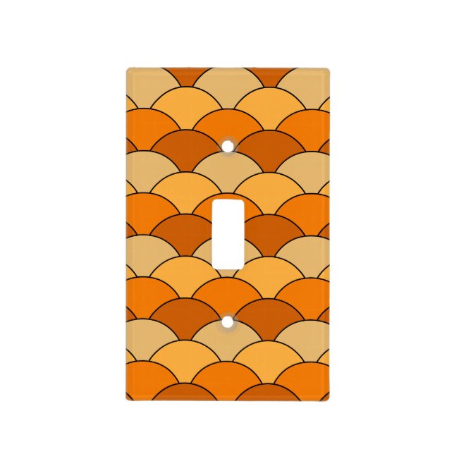 Dragon Scales, Fans, Waves, Seigaiha, Orange Light Switch Cover (Front)