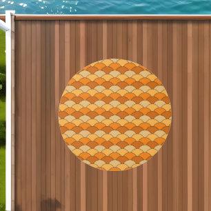 Dragon Scales, Fans, Waves, Seigaiha, Orange Outdoor Rug