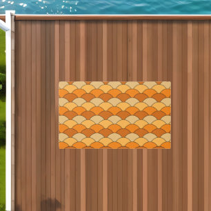 Dragon Scales, Fans, Waves, Seigaiha, Orange Outdoor Rug