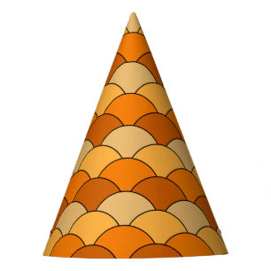Dragon Scales, Fans, Waves, Seigaiha, Orange Party Hat