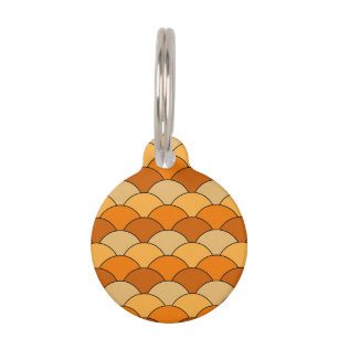 Dragon Scales, Fans, Waves, Seigaiha, Orange Pet ID Tag