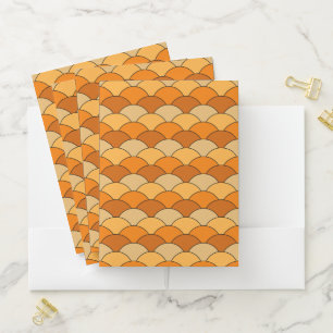 Dragon Scales, Fans, Waves, Seigaiha, Orange Pocket Folder