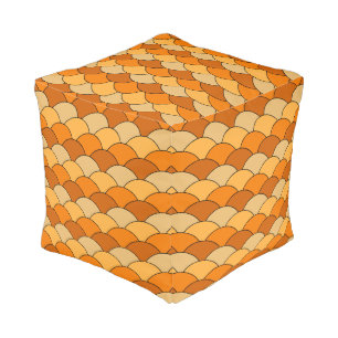 Dragon Scales, Fans, Waves, Seigaiha, Orange Pouf