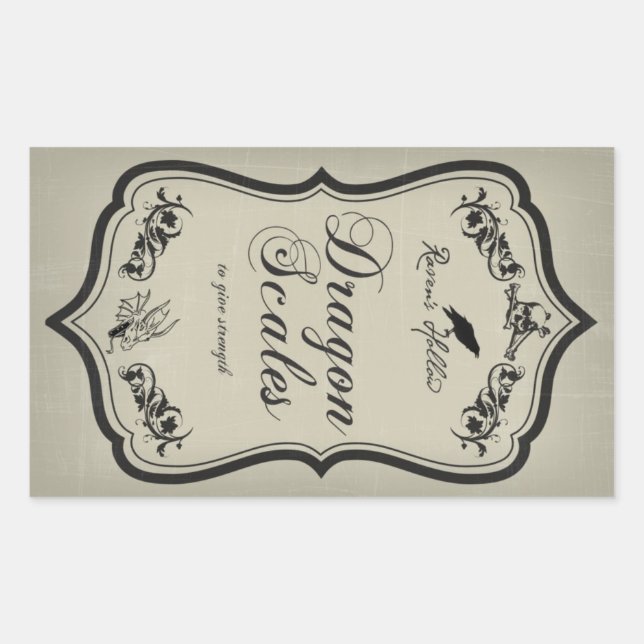 Dragon Scales Halloween Jar Sticker Label (Front)