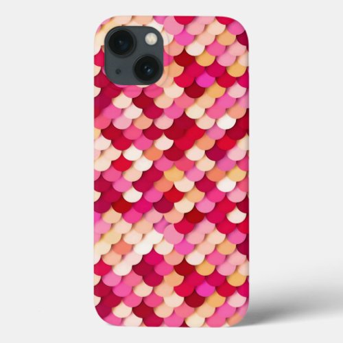 Dragon Scales _ magenta hot pink and peach iPhone 13 Case