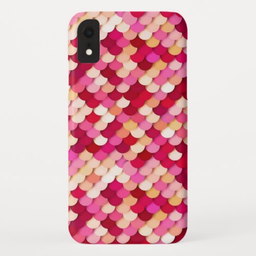 Dragon Scales _ magenta hot pink and peach iPhone XR Case