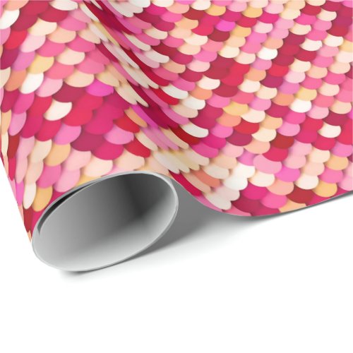 Dragon Scales _ magenta hot pink and peach Wrapping Paper