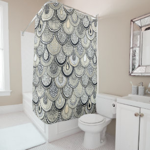 dragon scales mono shower curtain