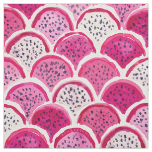 DRAGON SCALES Pink Dragon Fruit Scallop Pattern Fabric