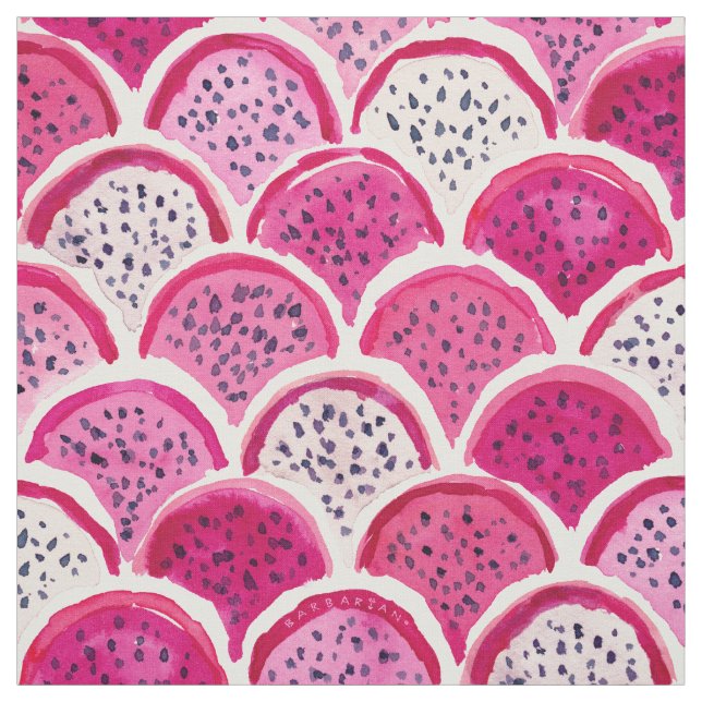 DRAGON SCALES Pink Dragon Fruit Scallop Pattern Fabric (Swatch)