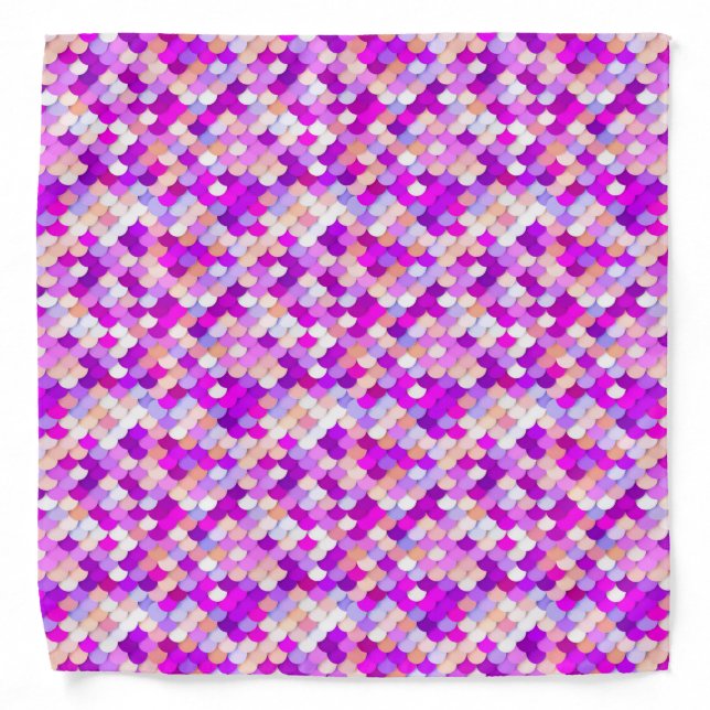 "Dragon Scales" - purple. hot pink and peach Bandana (Front)