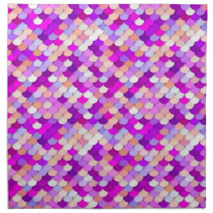 "Dragon Scales" - purple. hot pink and peach Cloth Napkin